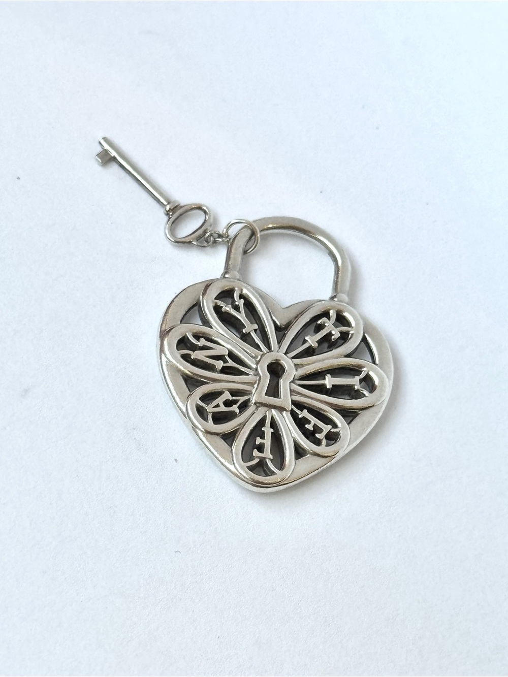 Tiffany & Co. Sterling Silver Filigree Heart Lock & Key Pendant